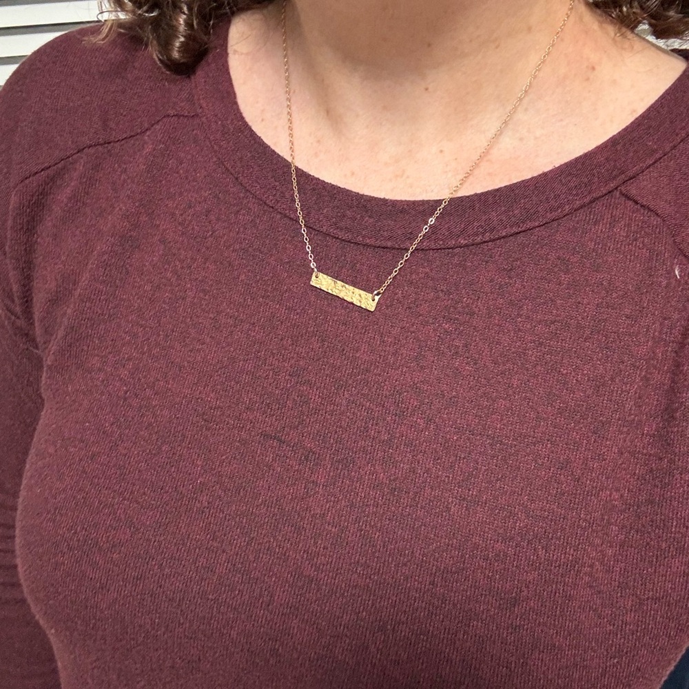 Hanmered Gold Bar Necklace